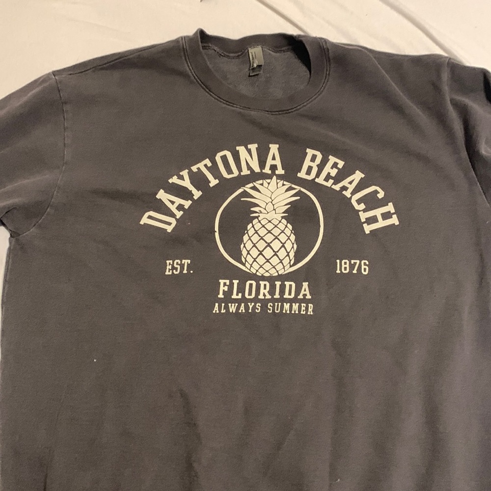 Grey sweatshirt. Daytona Beach.